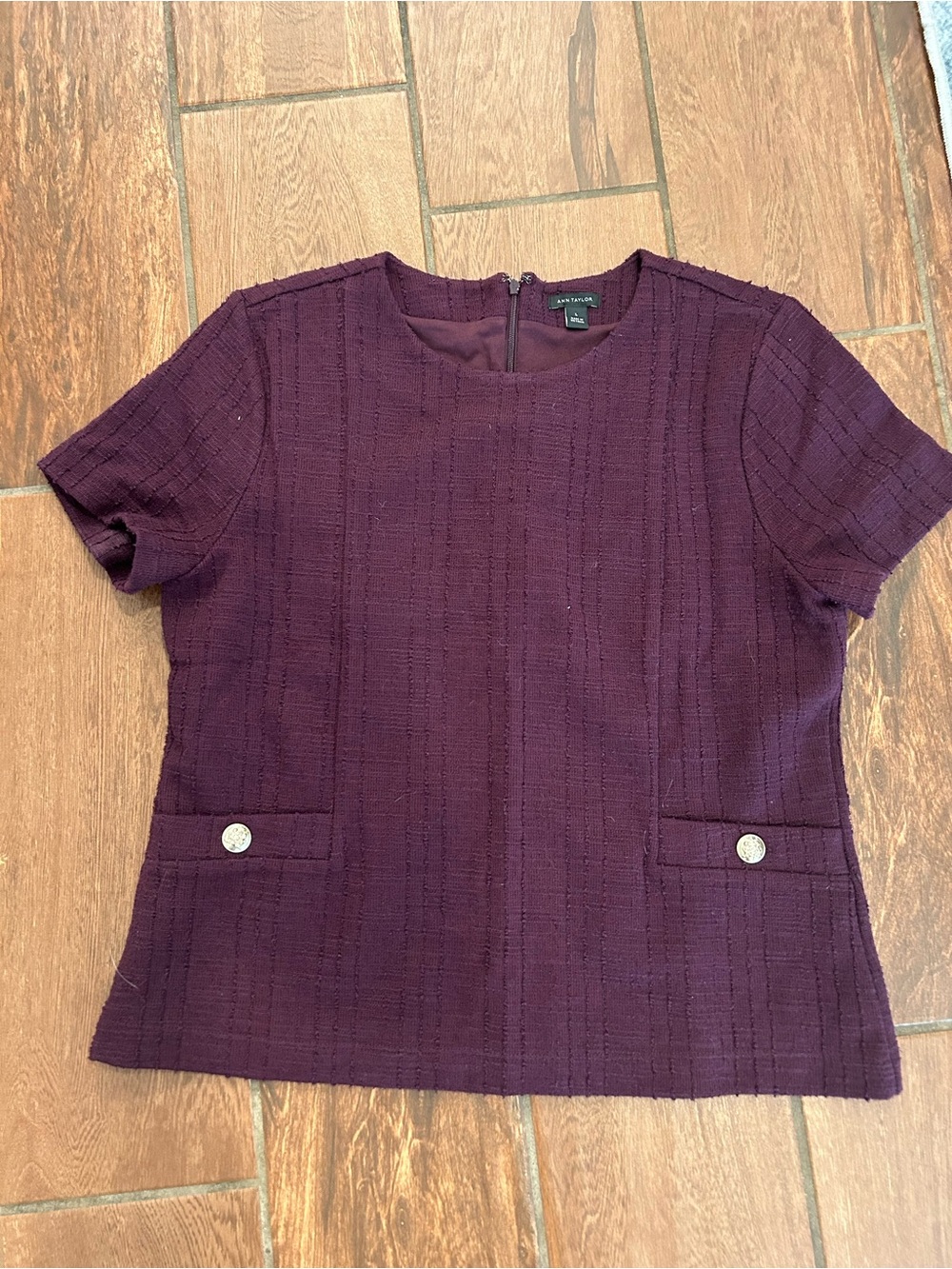 Ann Taylor size L tweed mauve work shirt
